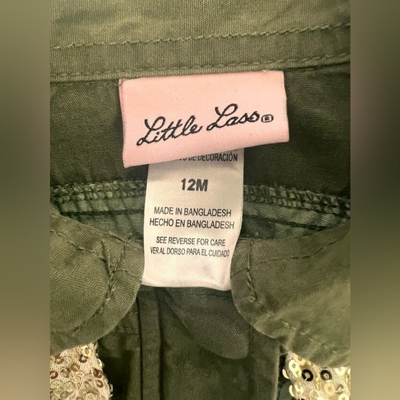 LITTLE LASS green camo/sequin vest 12 Months - Picture 4 of 5